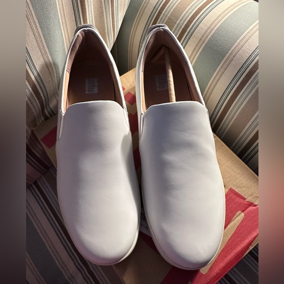 Fitflop Shoes - Fitflop Slip on Rally White Leather Women's Sneakers